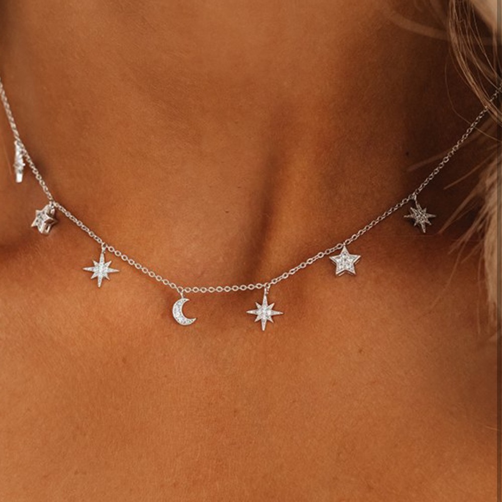 Choker necklace stars and moon